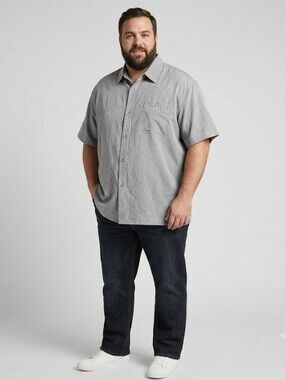 L.A. Beat Men's Gray NWOT Short Sleeve Button Down Dress Shirt Size XL